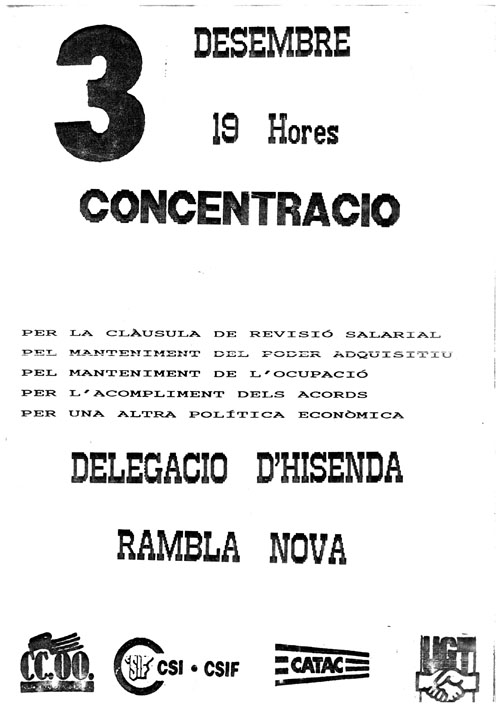 3 desembre 19 hores concentració per la clàusula de revisió salarial... [...]